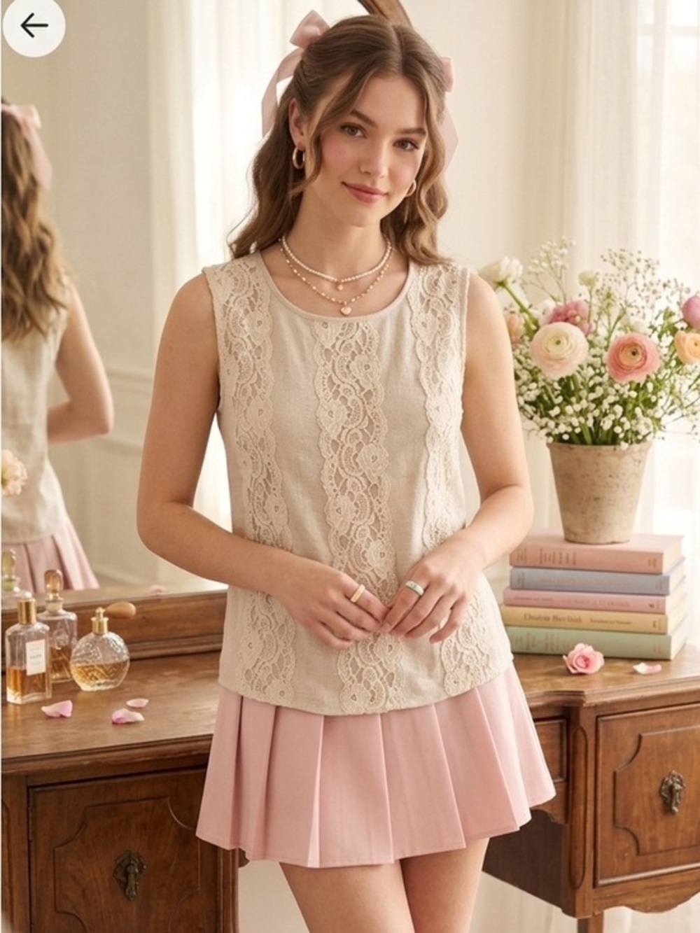 The Limited Natural Tan Sleeveless Lace Panel Tank-Semi-Sheer Size XS